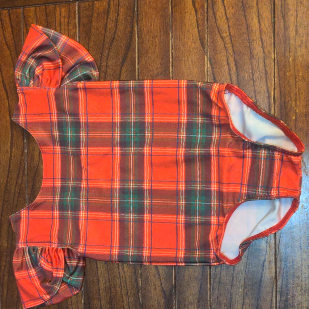 Belle Threads Toddler Girls Red/ Green Plaid One Piece Body Suit. Size 2 T